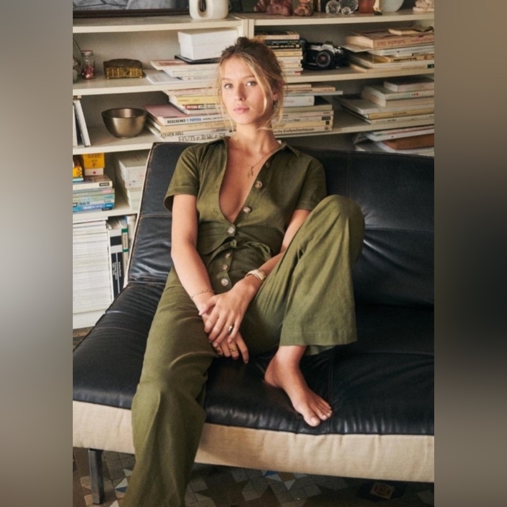 Sezane Margaux Linen Jumpsuit FR36